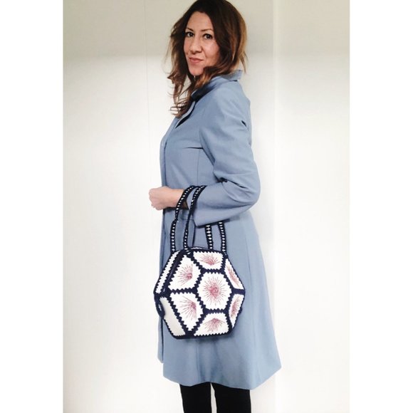 1960s Trench Coat, Size L, Slate Blue Coat - Picture 7 of 10